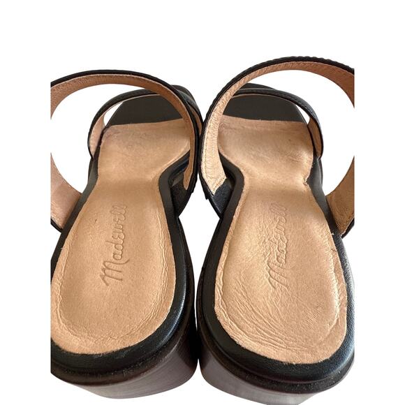 Madewell Saige Heeled Mules Slip On Size 9.5 Double Strap Black Leather NK041 - Picture 8 of 11